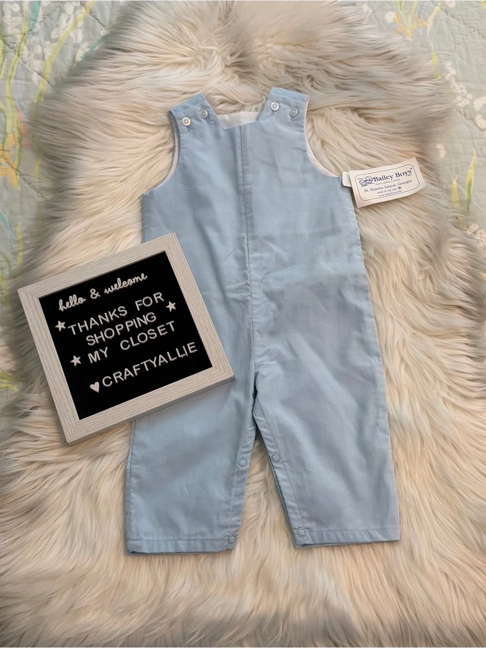The Bailey Boys Baby Light Blue Corduroy Longall | 9M
